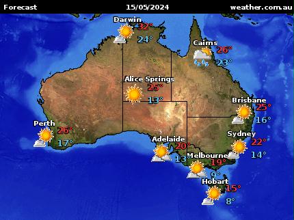 World Temperature  on Weather Com Au   National Forecast Map